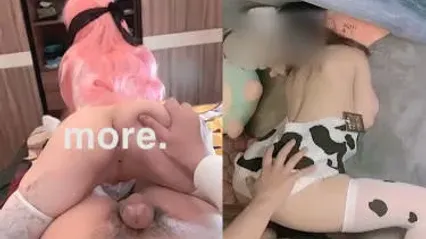 极品母狗美女穿着性感奶牛装 后入撞击绝美蜜桃臀抽插白虎嫩鲍 美女化身榨汁神器 精液爆射内射中出