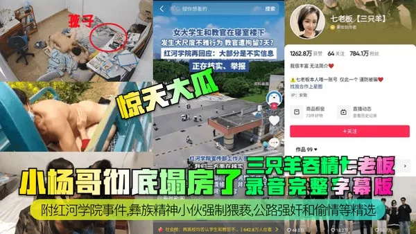 惊天大瓜小杨哥彻底塌房了三只羊吞精齐老板录音完整字幕版附红河学院事件彝族精神小伙强制猥亵公路强奸和偷情等精选