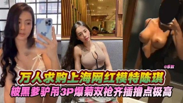 3P爆菊-双枪齐入万人求系列-上海网红超模“陈琪”，被黑爹3P爆菊，高难度姿势撸点极高