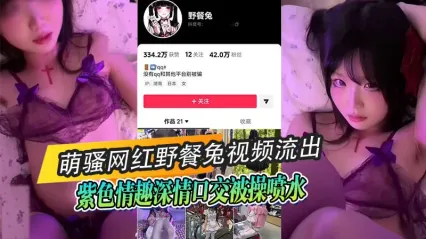 網紅野餐兔萌騷影片 紫色內衣口交 被大肉棒幹到噴水 封面