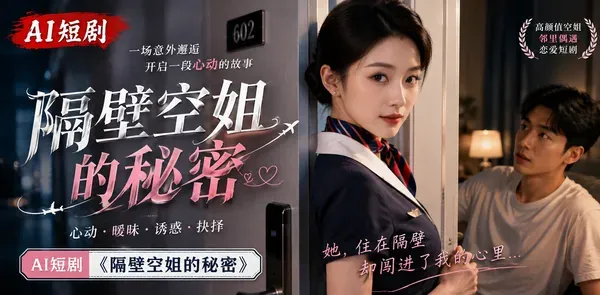 隔壁空姐的秘密 AI短剧 大长腿黑丝御姐下班应酬 全裸诱惑勾引男人粗暴性爱缠绵整夜 封面