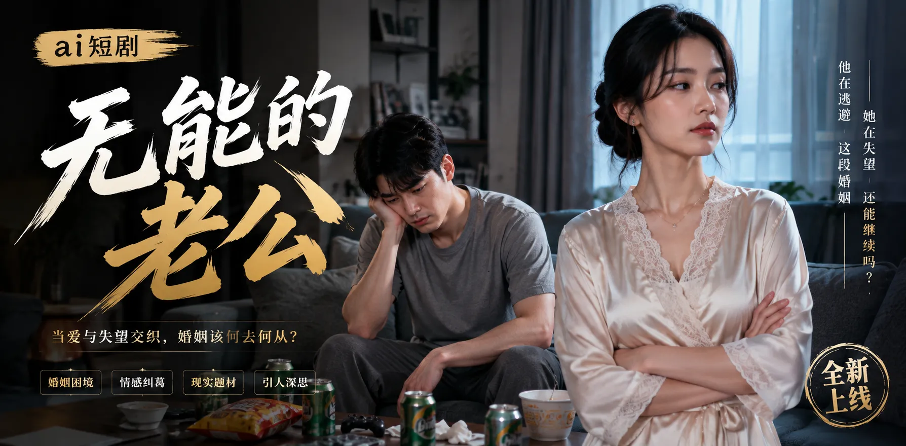 无能的老公 AI短剧 阳痿的老公依靠药物挽回婚姻 重回雄风挺拔肉棒猛操老婆骚穴 封面