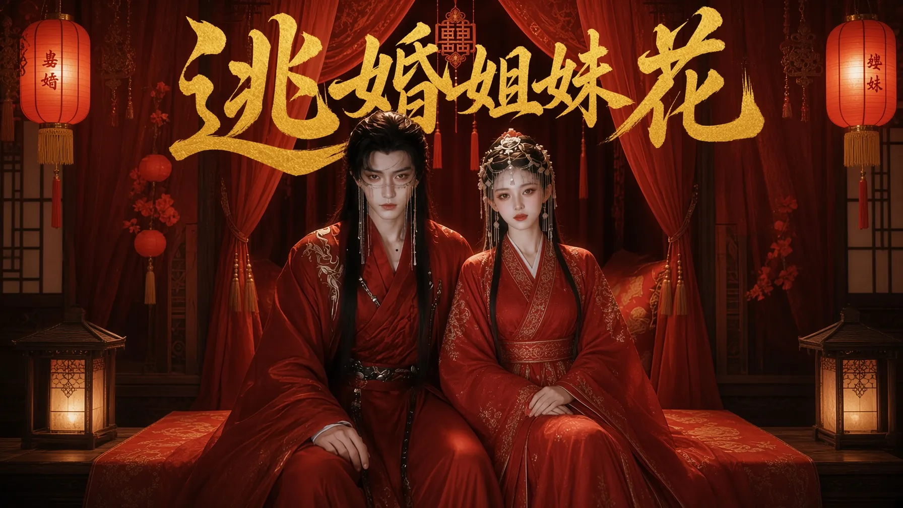 逃婚姐妹花 AI成人短剧 第1集 姐妹花为了逃婚投奔美男子 巨乳美女彼此服侍夫君共度春宵 封面