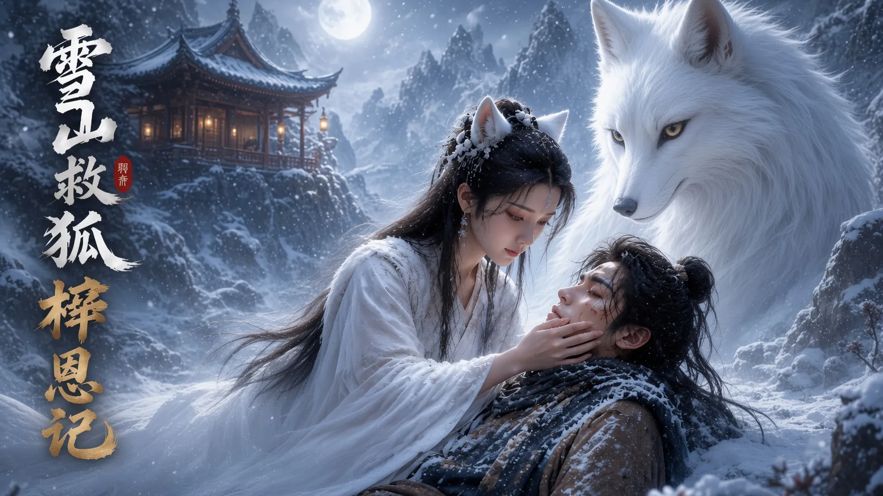 雪山救狐榨恩记 AI成人短剧 第1集 雪山救下的狐狸幻化双马尾巨乳美女报恩 让男人肆意抽插当 封面