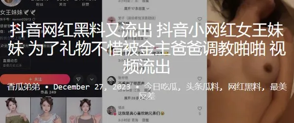 抖音网红黑料又流出小网红女王妹妹为了礼物不惜被金主爸爸调教啪啪 封面